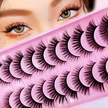 Faux Cils Style D - Lot de 10 Paires Effet Cat Eye & Fox Eye